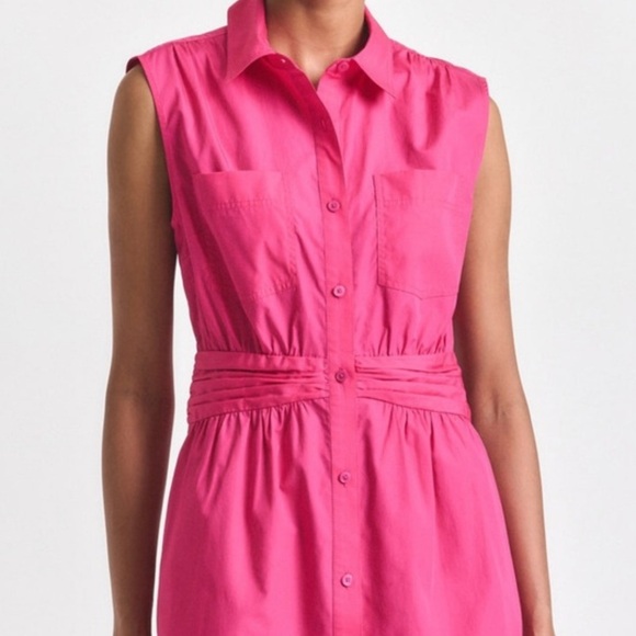 Derek Lam 10 Crosby Cora Sleeveless Cotton Shirtdress In Magenta Size 12 NWT - Picture 3 of 9